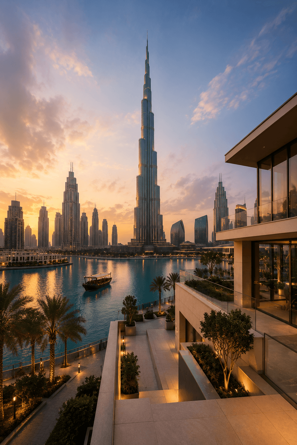 Dubai skyline at sunset